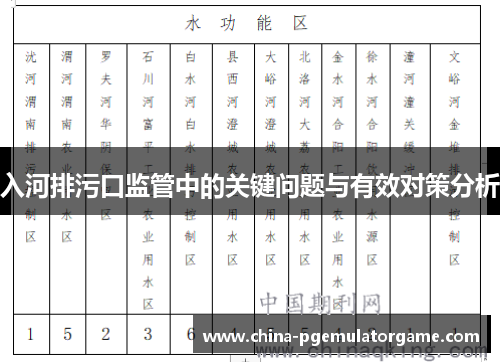 入河排污口监管中的关键问题与有效对策分析