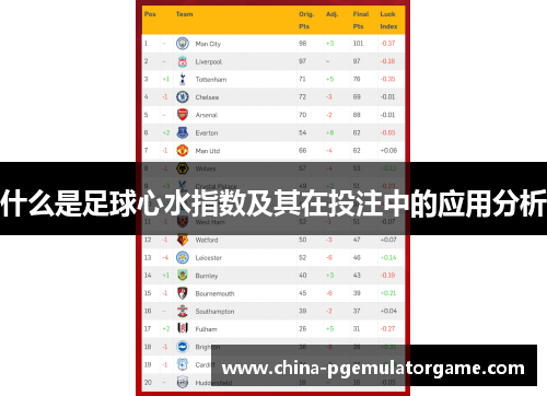 什么是足球心水指数及其在投注中的应用分析
