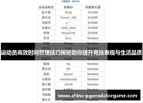 运动员高效时间管理技巧揭秘助你提升竞技表现与生活品质